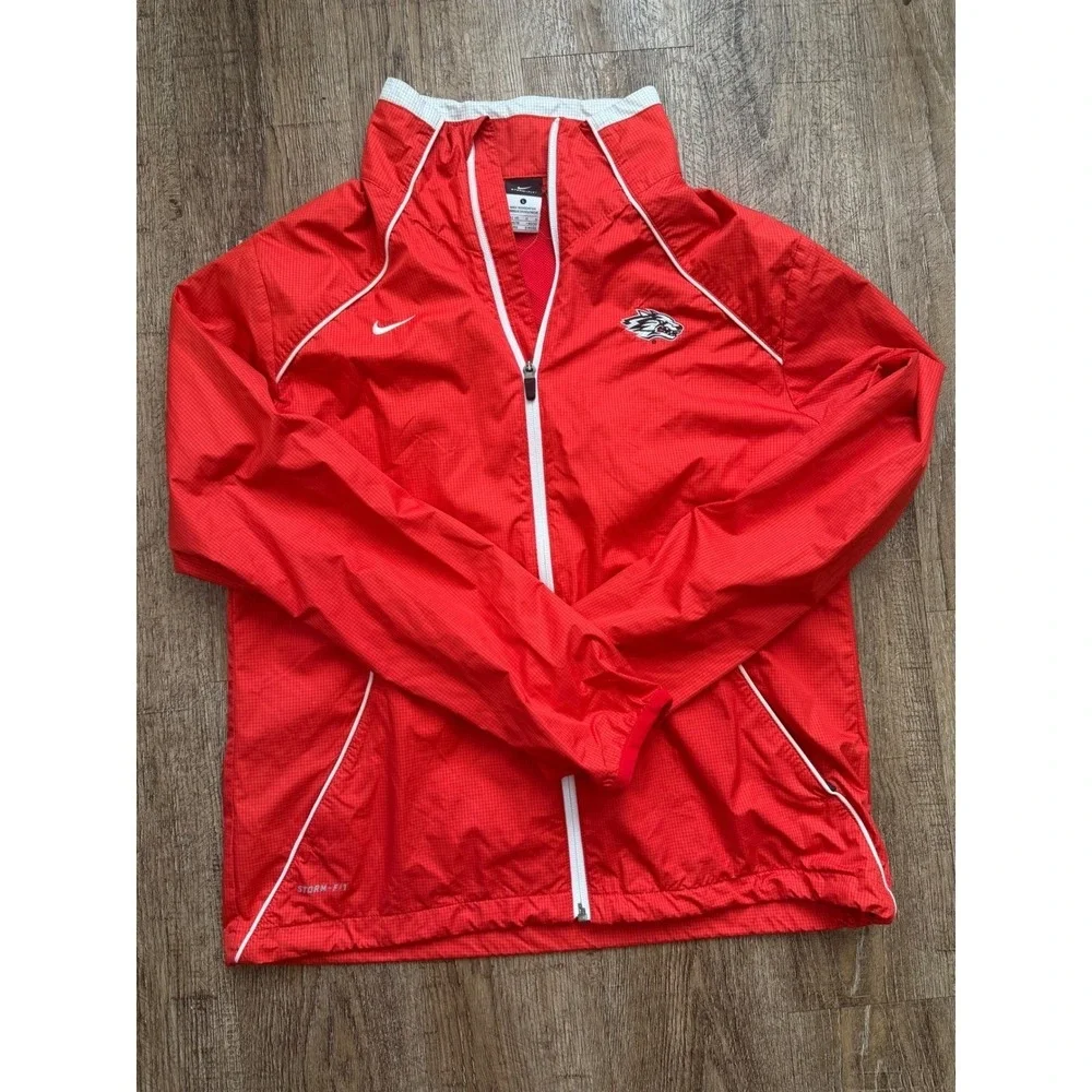 Nike Storm-FIT Mens Red Full Zip Windbreaker Jacket Mascot‎ Logo Large